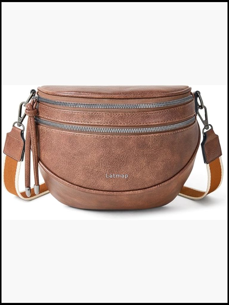 Crossbody Sling Bag Vegan Leather Buckle Closure Water Resistant Travel